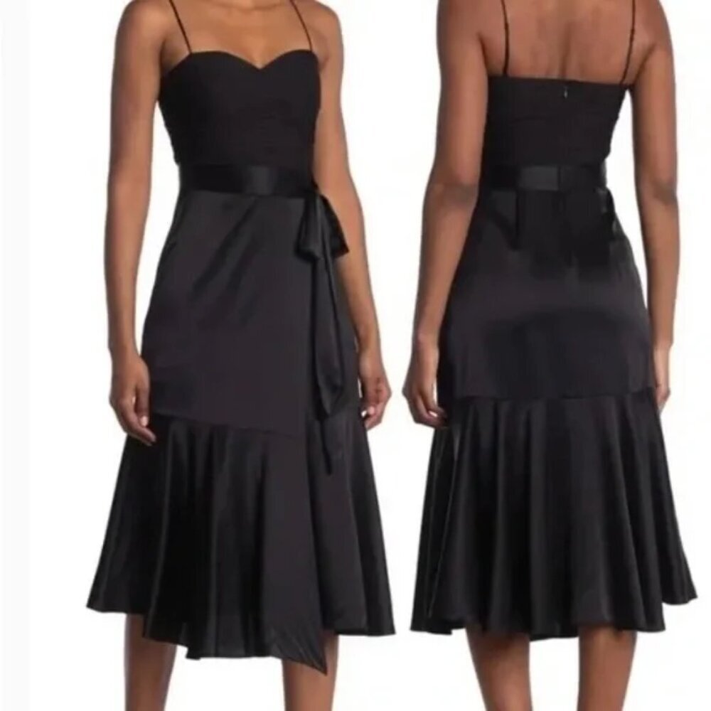 CINQ À SEPT 'Vienna' Silk-Satin Sleeveless Midi-Dress, Black - Picture 3 of 3